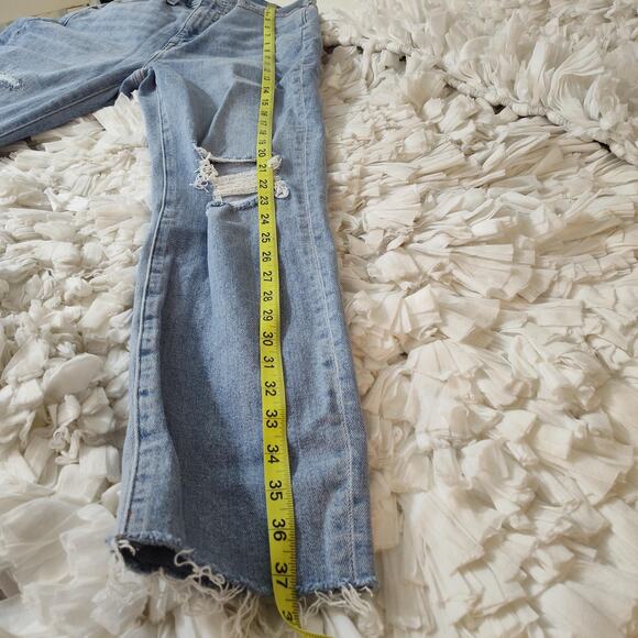 Madewell Jeans Womens 26 Blue High Rise The Momjean Distressed Raw Hem Ankle - Picture 16 of 17